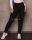 Fekete-sötétszürke színű, pihe-puha bélelt leggings M/L, XL/2XL