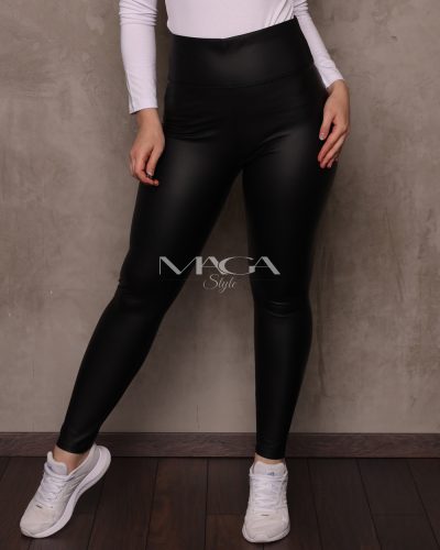 Fekete színű polár bélelt műbőr leggings S/M, M/L, L/XL