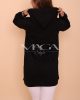 Fekete színű hosszított fazonú pulóver XS, S, M, L, XL