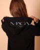 Fekete színű hosszított fazonú pulóver XS, S, M, L, XL
